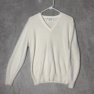 VTG Christian Dior Mens medium White Ivory V-Neck Sweater 100% Orlon Acrylic